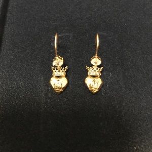 JUICY COUTURE Dainty Gold Heart Dangling Earrings!